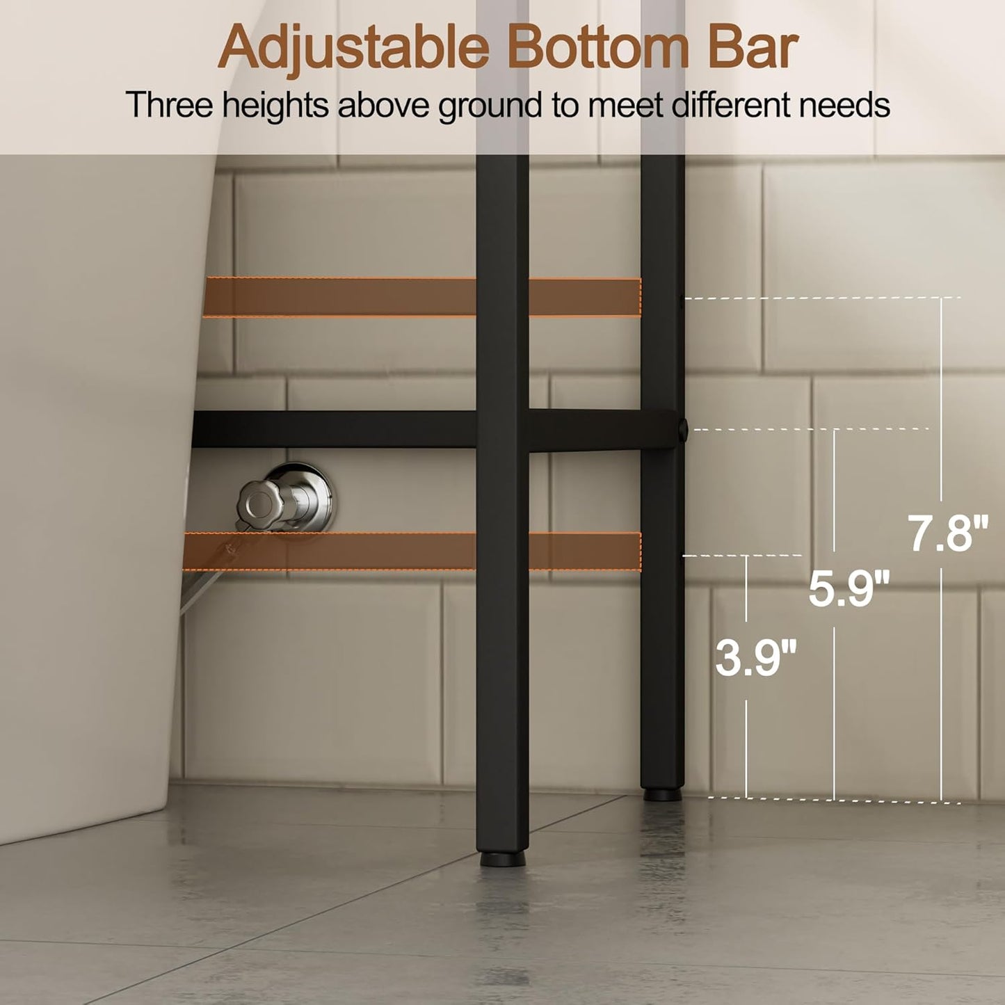 3 Tier Over The Toilet Storage Rack, Bathroom Organizer | Toilet Storage with 4 Hooks & Paper Holder, Space-Saving, Freestanding Bathroom Shelf, Metal, White