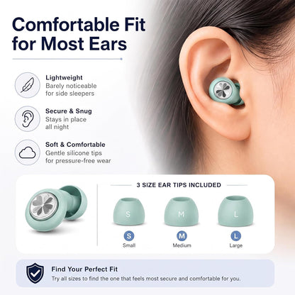 HEKKE 45dB Ear Plugs for Sleeping, Soft Silicone for Side Sleepers, 4 Sizes | Reusable soft silicone with XS/S/M/L sizes for side sleepers, concerts, flights and hotels; carrying case included.
