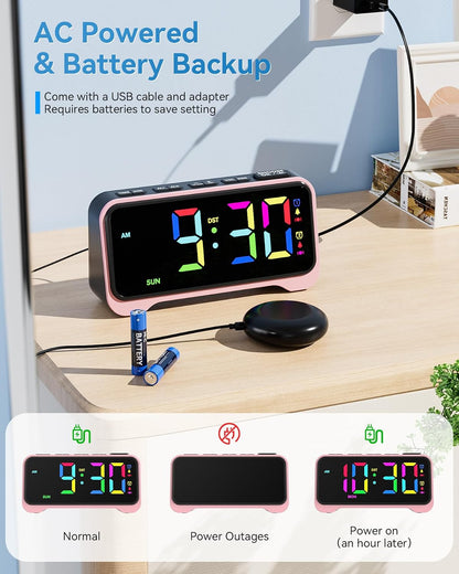 Loud Alarm Clock for Heavy Sleepers Adults, Bed Shaker Alarm Clock