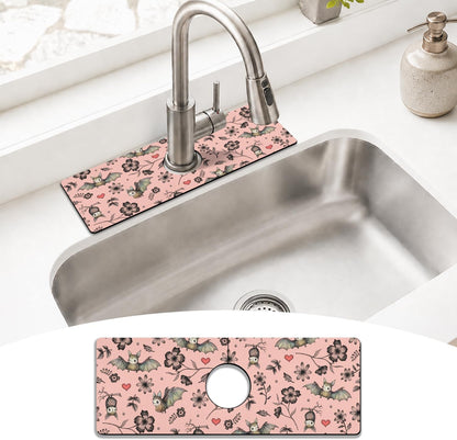 Light Brown White Checkered Kitchen Sink Splash Guard Faucet Mat,Faucet Non-Slip Absorbent Mat,Farmhouse Sink Splash Guard Behind Faucet for Kitchen Bathroom, 15"x5.5"