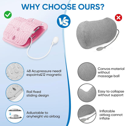 Back Stretcher for Lower Back Pain Relief, Lumbar Support Board | Adjustable air compression decompression device, ergonomic spine stretcher for home office, ABS & EVA material