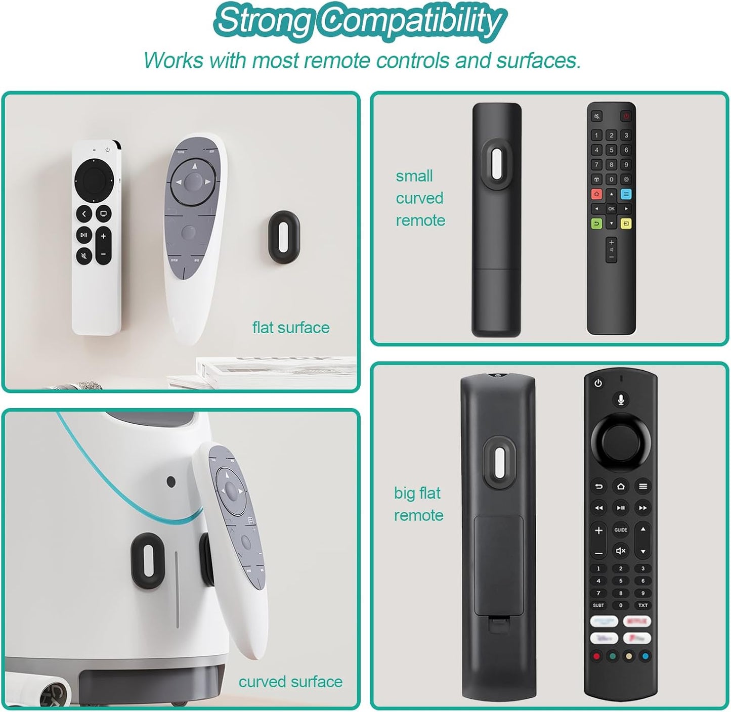 Freewindo Magnetic Remote Control Holder Wall Mount, 5 Pack TV Remote Holder Wall Mount, Silicone Remote Organizer Magnetic Remote Holder for Bed, TV, Ceiling Fan and Air Conditioner (Black)