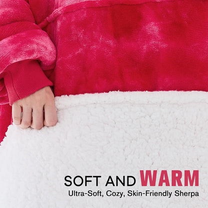 yescool Wearable Blanket Hoodie, Flannel Sherpa Fleece Blanket Sweatshirt for Adults Women Men,One Size Fits All - Colors A