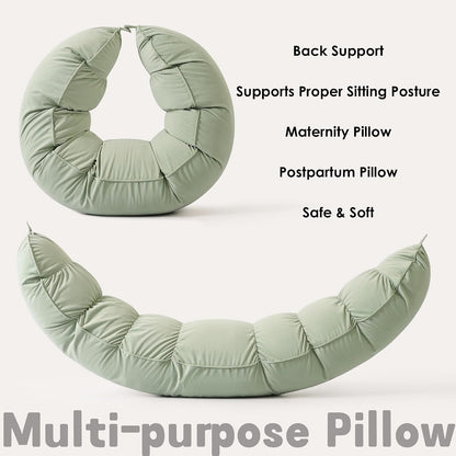 Peallow(Pat. Pend) – Long Round Body Pillow for Adults, Bolster Pillow for Sleeping, Soft and Supportive Pillow for Sleeping & Lumbar Support (Green-White, 29.5")
