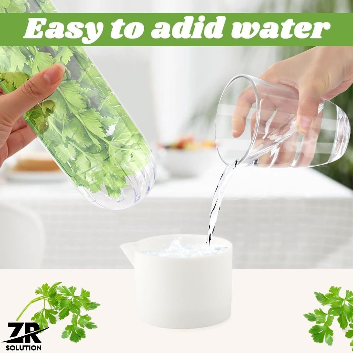 Fresh Herb Keeper, Acrylic Storage Container for Refrigerator, Storage for Herbs Airflow Optimized Lid - Triples Herb Life Vegetables for Fridge Fresh Herb Keeper Crisp Greenery (4)