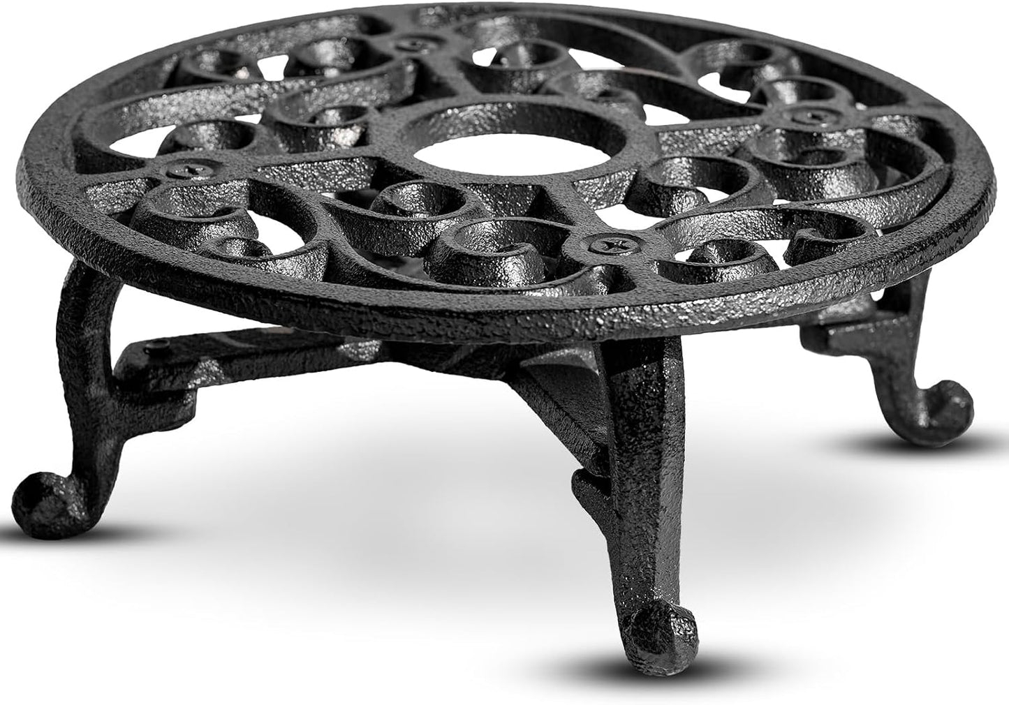6.1 Inches Cast Iron Teapot Warmer Dish Cups Trivet,Flower-Shaped Design with Tealight Holder - Heavy Duty & Decorative Candle Holder Stands for Heat Food Coffee Milk or Tea