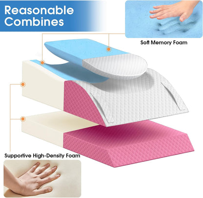 TranquilRelax Leg Elevation Pillows for After Surgery, Wedge Pillow, Grey | Memory Foam, All-around Knee & Ankle Support for Swelling, Height-adjustable, Nop-Slip Bottom, Washable Cover, Single-leg