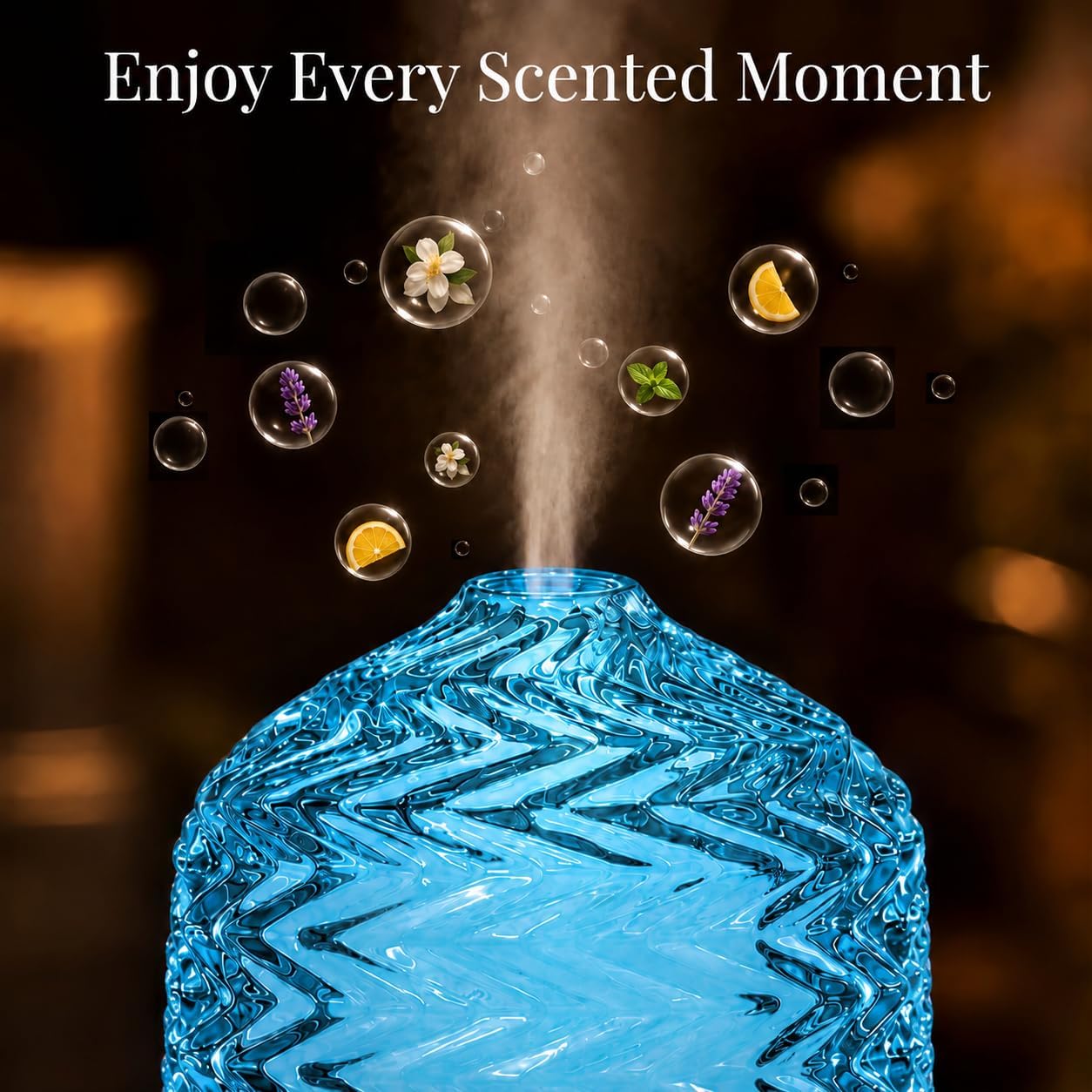 Essential Oil Diffuser for Home, Glass 120 ml | 7 Color Lights, Quiet Aromatherapy Diffuser, Auto Shut-Off & Timer for Bedroom Office, Gifts for Women - Dimond Glass