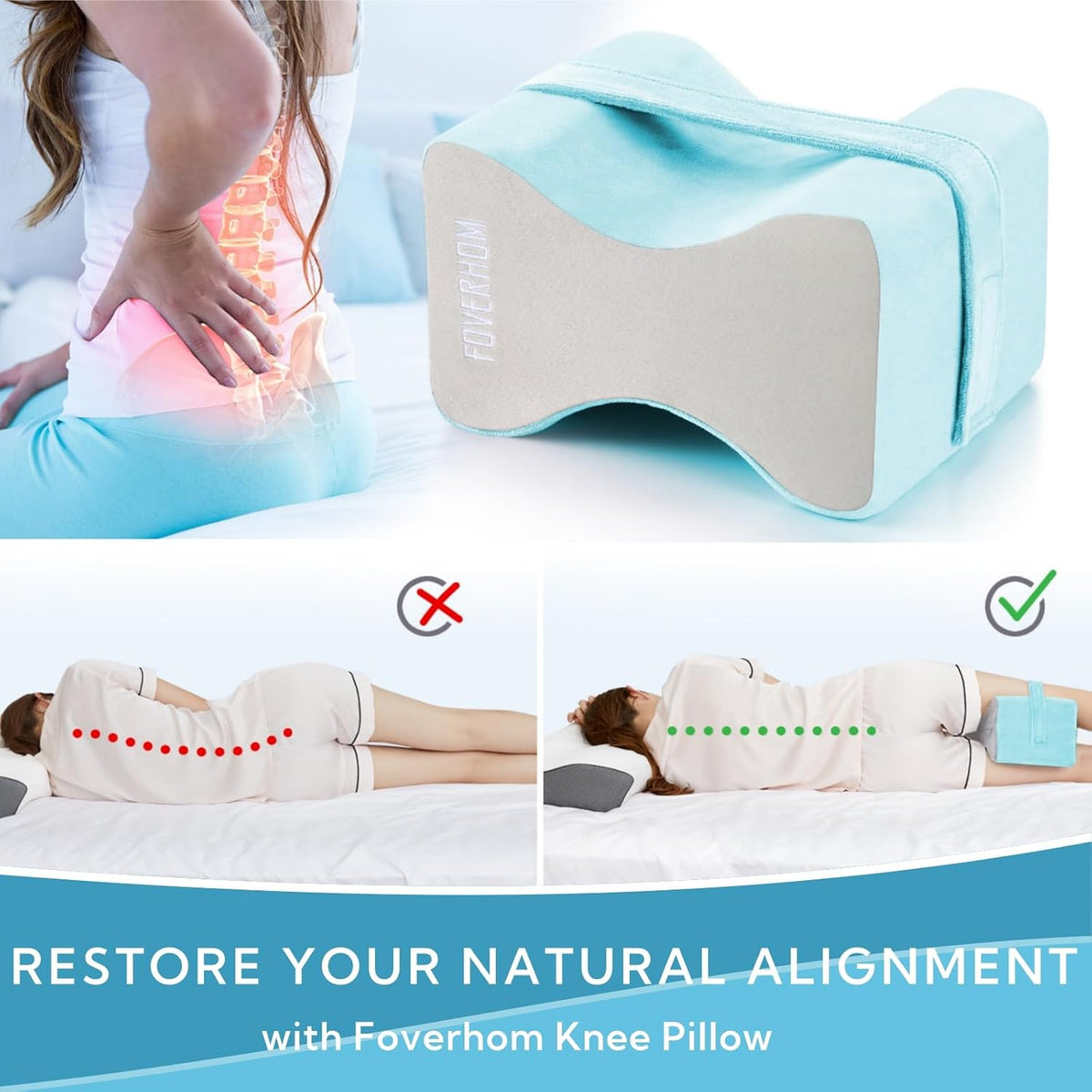 foverhom Memory Foam Knee Pillow Orthopedic Leg Support Pink
