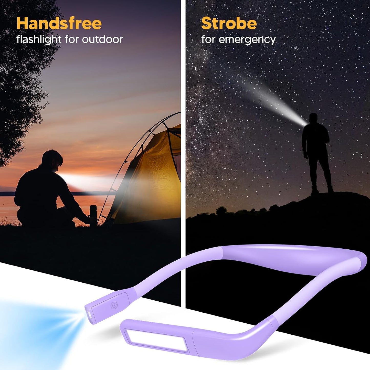 Neck Reading Light Book Lovers Gifts, Rechargeable 80Hrs Eye-friendly 3 Colors & Stepless Dimming Book Light for Reading, Christmas Stocking Stuffers for Men Women Camping Knitting Crochet Accessories