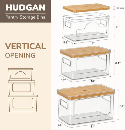 Hudgan Potato and Onion Storage Bin for Pantry Organizers Straight Side, Stackable, 2 Set