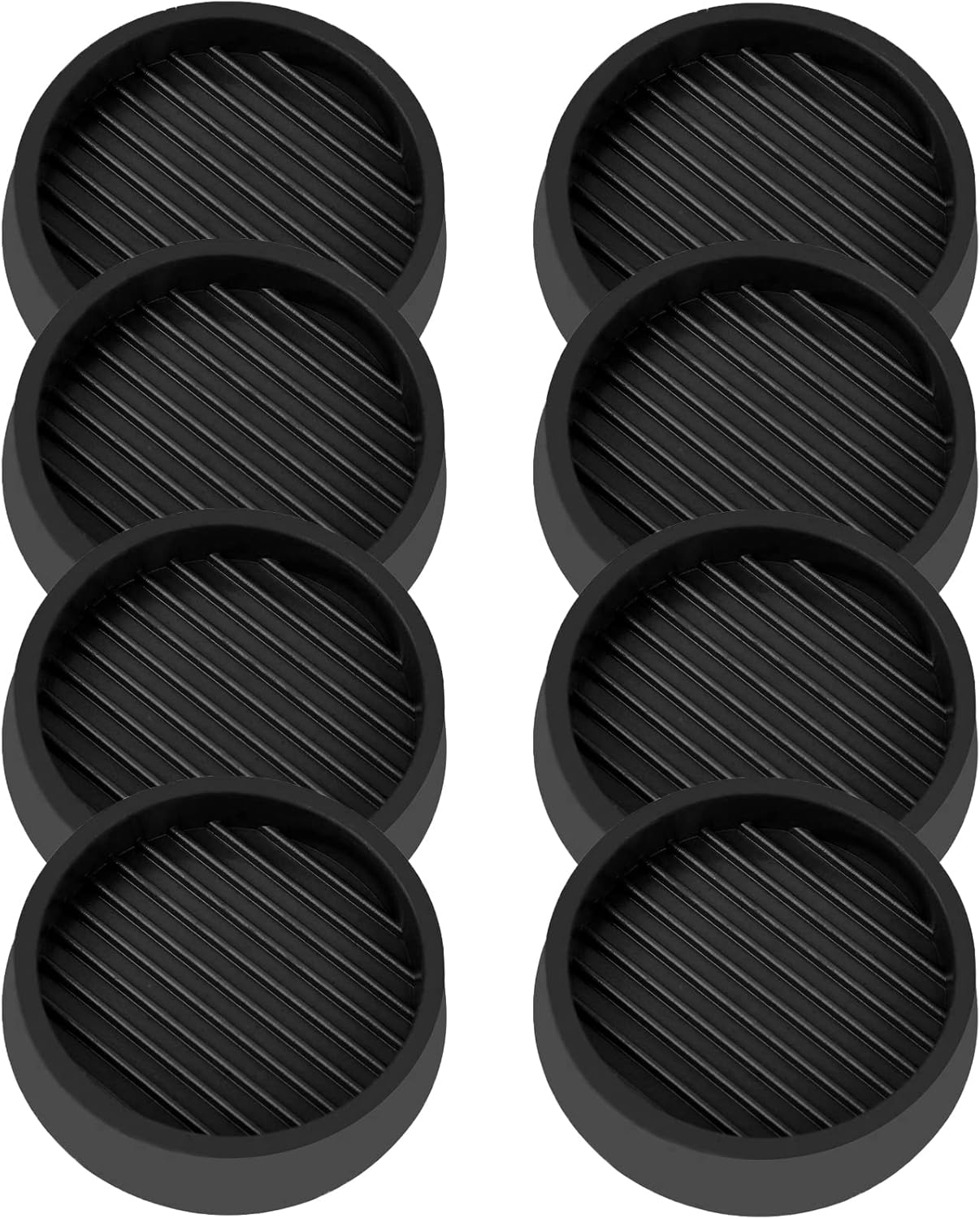 2X2 Round Rubber Caster Cups, Non Slip Furniture Pads - 4 Pack | Anti-Slip Gripper, Anti Skid Furniture Feet, Anti Slide Floor Protector for Bed Couch Table Chair Stoppers, Black
