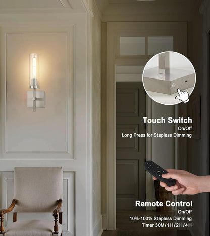 Wireless Wall Sconces with Remote Control, Battery Operated Wall Sconce Set of 2, Black & Gold Rechargeable Dimmable Wall Light for Bedroom Living room Bathroom Hallway Entryway Stairwell, 3000K