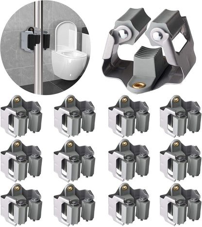 3-H Mop and Broom Holder Big Size Hanging 1 KG Extra,10 Pack Broom Hanger Wall Mount for Hanging and Organizing Shove Rake Yard Tools in Kitchen Shed Laundry Room Bathroom Garden(Grey)