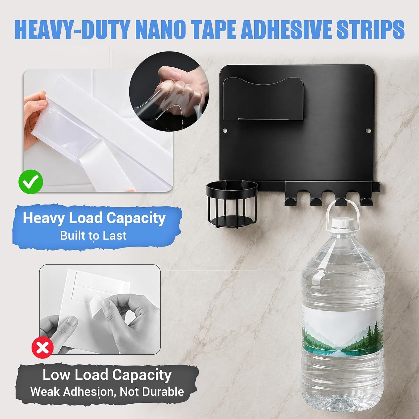 Metal Bedside Wall Shelf, No Drill Floating Bedside Shelf Wall Organizer | Bedside Wall Shelf with Detachable Cup Holder for Bedroom, Dorm, Nightstand Alternative, Bunk Bed Accessories & RV Storage
