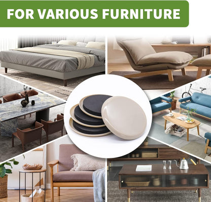 Furniture Sliders for Carpet 8 PCS - 3 1/2" Beige | Furniture Moving Sliders, Chair Leg Floor Protectors, Carpet Sliders for Furniture - Move Your Furniture Easily & Safely