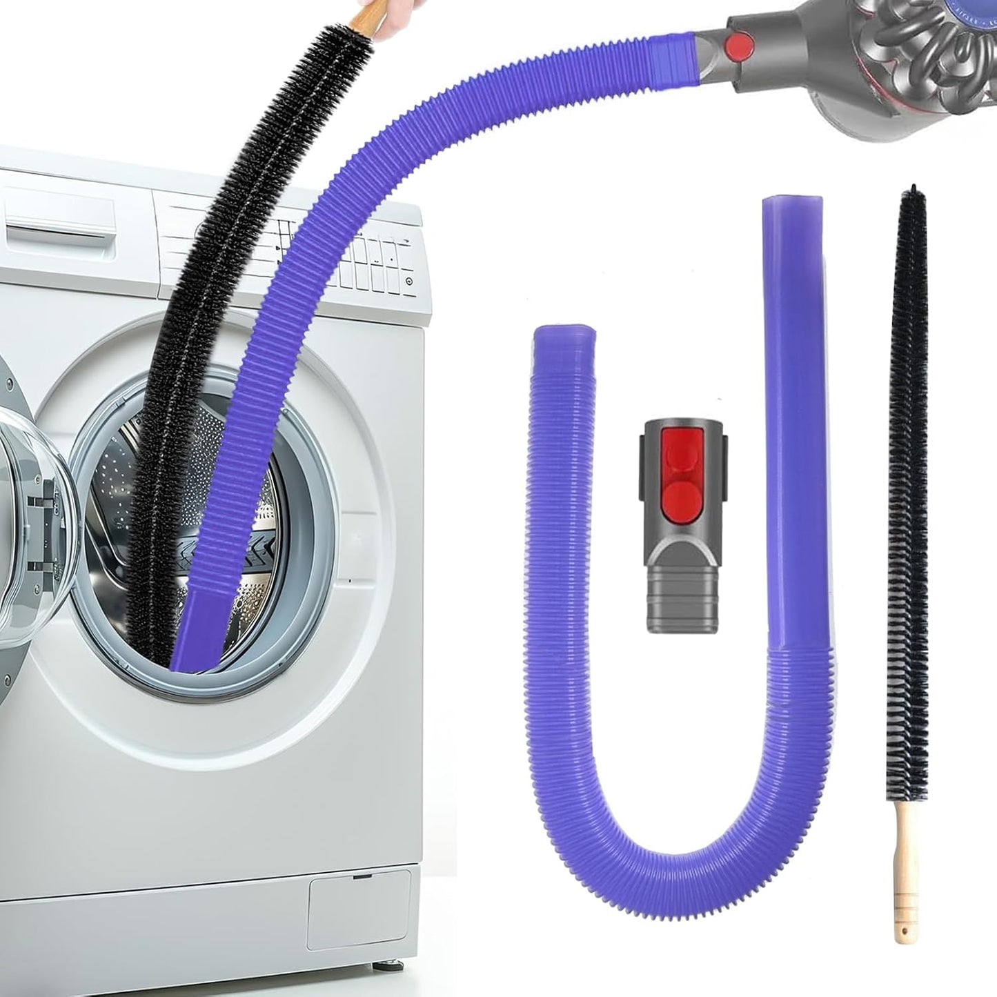 Dryer Vent Cleaner Kit Compatible with dy-son V7 V8 V10 V11 V12 V15 Cordless Vacuum, Dryer Vent Vacuum Hose Attachment, Cleaning Tools for Dryer Vents, Crevice Tool for Corners & Gaps