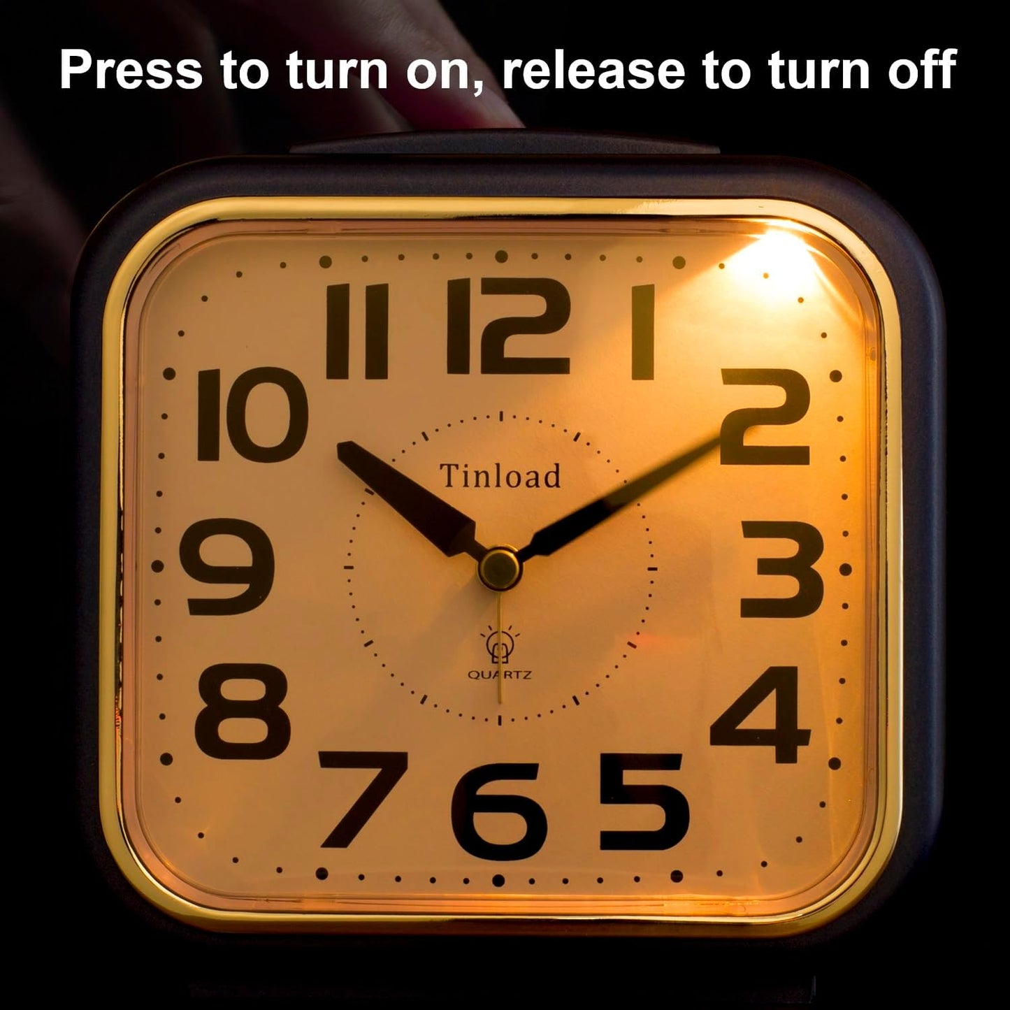 Tinload 5.5" Large Analog Alarm Clock Silent Non Ticking, Gentle Wake, Beep Sounds, Increasing Volume, Battery Operated Snooze and Manual Light, Easy Set, Black (Best for Elder)