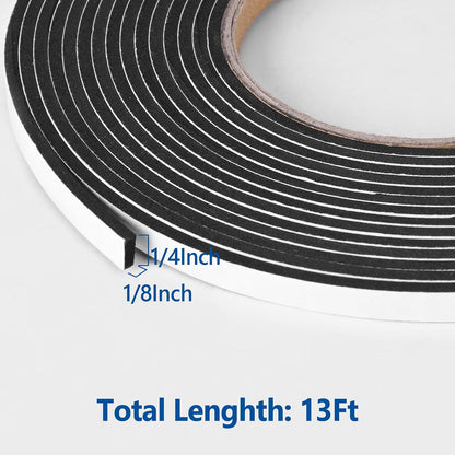 Kikerike Self Adhesive Foam Tape Weatherstrip 1/2In x 1/4In x 42Ft High Density Foam Insulation Strips Seal Weather Stripping with Strong Adhesive for Door and Window Sound Isolation Soundproofing
