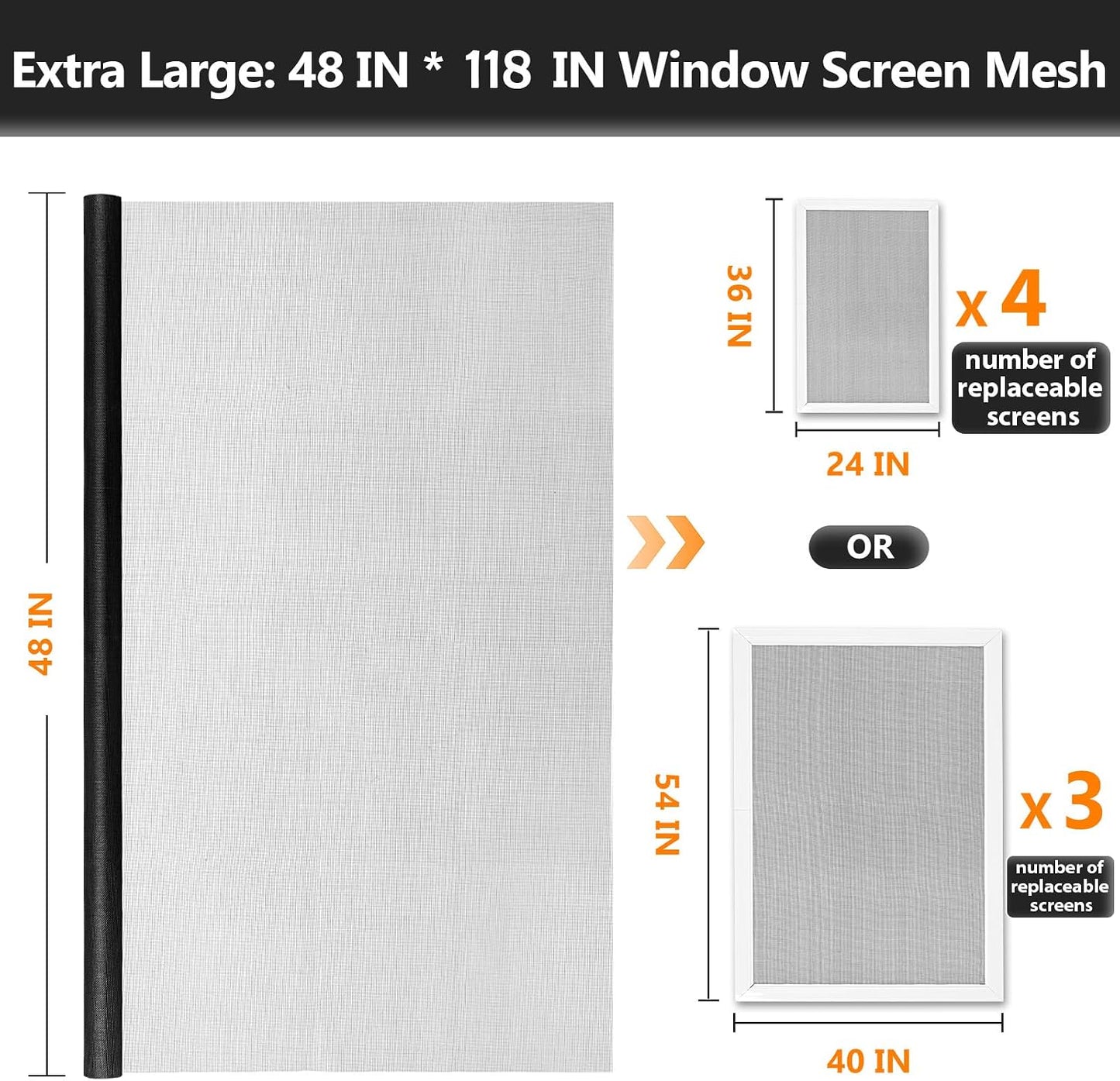Secopad Window Screen & Screen Door Mesh Repair Kit, 39 in x 78 in, Black | Fiberglass Roll with Tools, Tearproof & Washable, High-Transmittance, For Windows, Patio & Porch Replacement