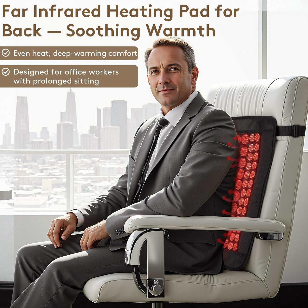 UTK Far Infrared Heating Pad for Back, Natural Jade & Tourmaline, 23.5x16"