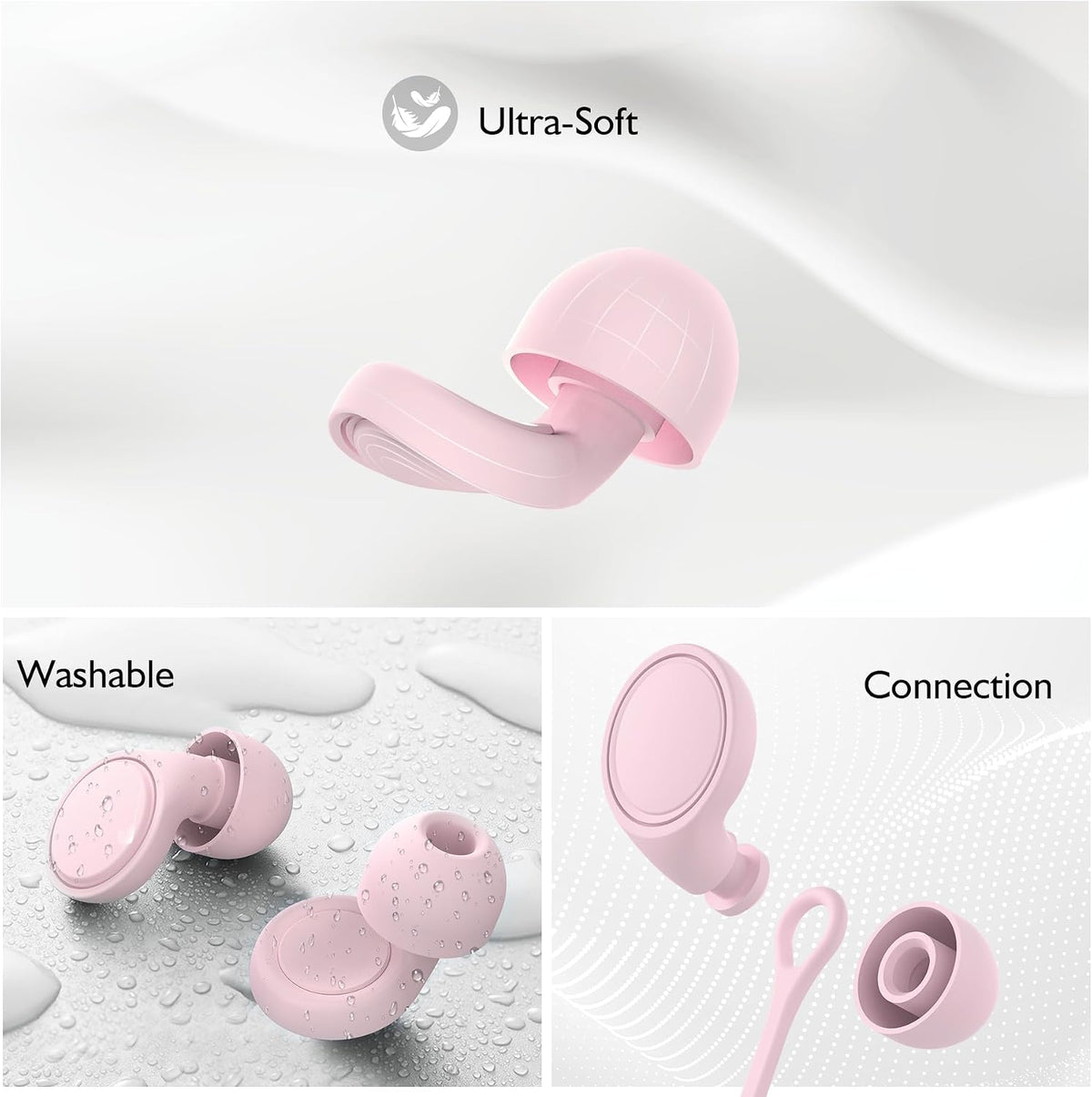 Jayine 2 Pairs Ear Plugs for Sleeping, Soft Full Silicone Ear Plugs for Noise Reduction 25dB, Reusable Hearing Protection Earplugs for Concert, Focus, Noise Sensitivity, 8 Ear Tips in S/M/L - Purple