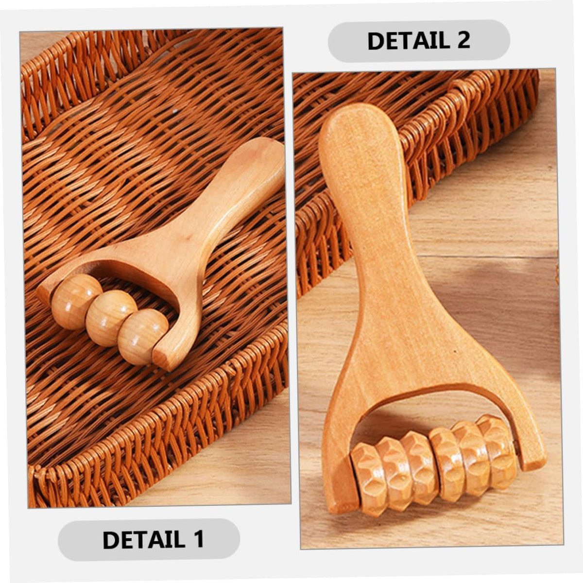 2Pcs Wooden Body Roller Massage Tool for Muscle Relief Neck Foot Shoulder Manual Muscle Roller for Home Office Travel