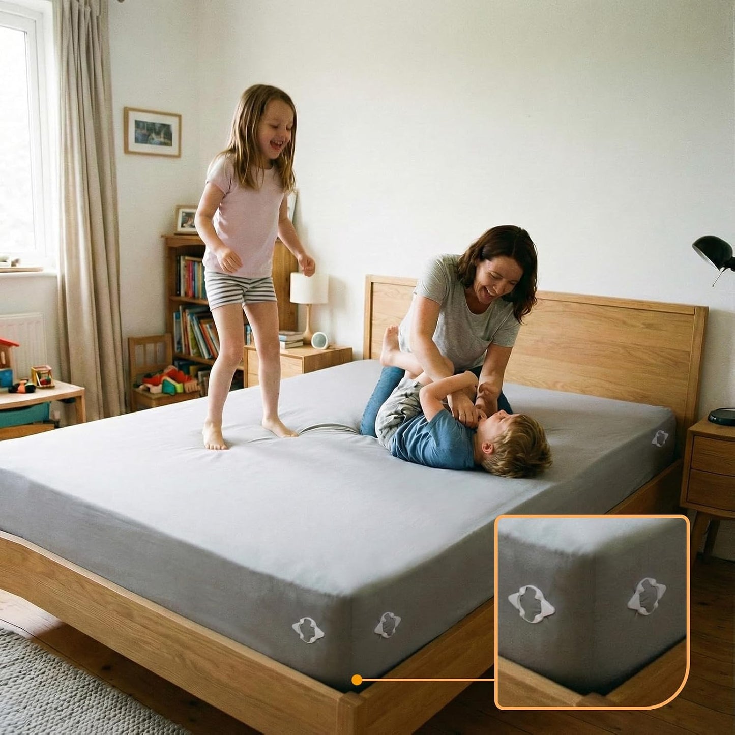 Bed Sheet Holder Corner Straps, Sheet Clips, Metal Material, Non-Slip, Easy to Install, Keep Sheets Firm & Tight All Night, Universal Clips (White)