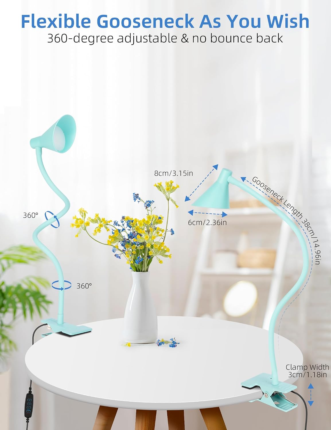 Clip on Light, Eye Care Reading Lights for Books in Bed Clip on Lamp Pink