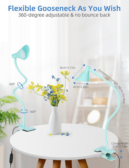 Clip on Light, Eye Care Reading Lights for Books in Bed Clip on Lamp Pink