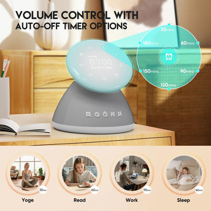 White Noise Sound Machine for Sleeping with Night Light 50 Soothing Sounds | 9 Colors Adjustable Brightness Auto-Off Timer Alarm Clock Touch Screen Control Sleep Sound Machines for Baby Adults Home