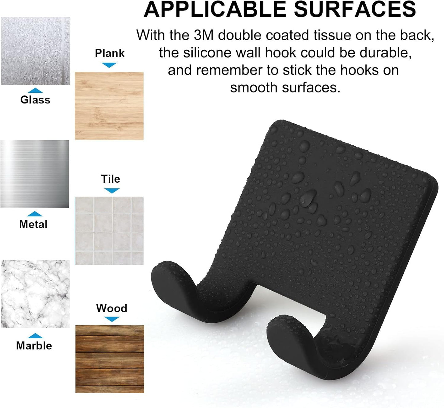 VANZAVANZU Razor Shaver Holder for Shower Wall Adhesive Hooks for Hanging, Bathroom Silicone Waterproof Shower Hooks Hair Brush Holder for Towel (2 Pack-White)