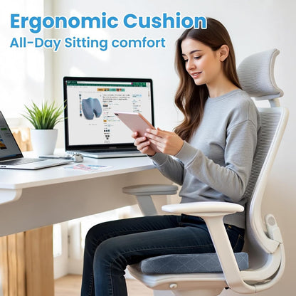 TushGuard Seat Cushion, Memory Foam Office Chair Cushion - Black, Large