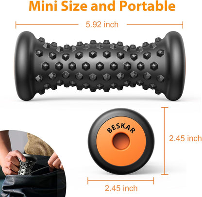BESKAR Foot Massager Roller for Plantar Fasciitis Relief, Portable Feet Roller to Deep Tissue Muscle Massage, Foot Arch and Heel Pain, Reflexology Tool
