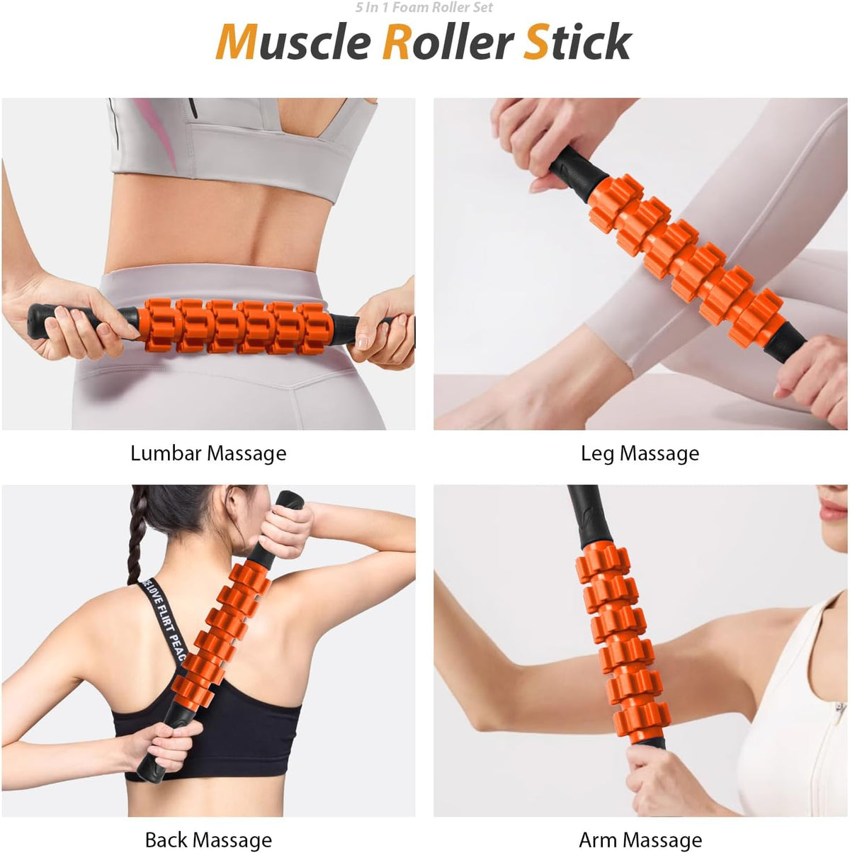 SUBCULTUREPICK 5 in1 Foam Roller Set, Trigger Point Foam Roller Deep Tissue