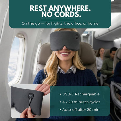 Heated Eye Mask – Cordless Electric Warm Eye Compress for Dry Eyes, Stye & Eye Strain Relief – 4 Heat Settings, Rechargeable, Light-Blocking, Blackout, Washable Cover (Ocean Stone)