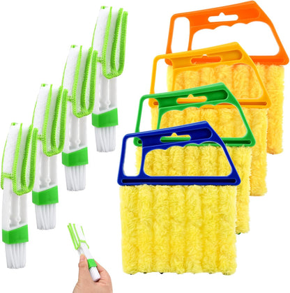 Blind Cleaner Duster Tool Set,4Pcs 7-Finger Microfiber Blind Duster | With 4Pcs 3-Finger Brushes Air Vent Cleaner,Cleaning Tools for Window Shutters & Air Vent,Detachable and Washable ﻿