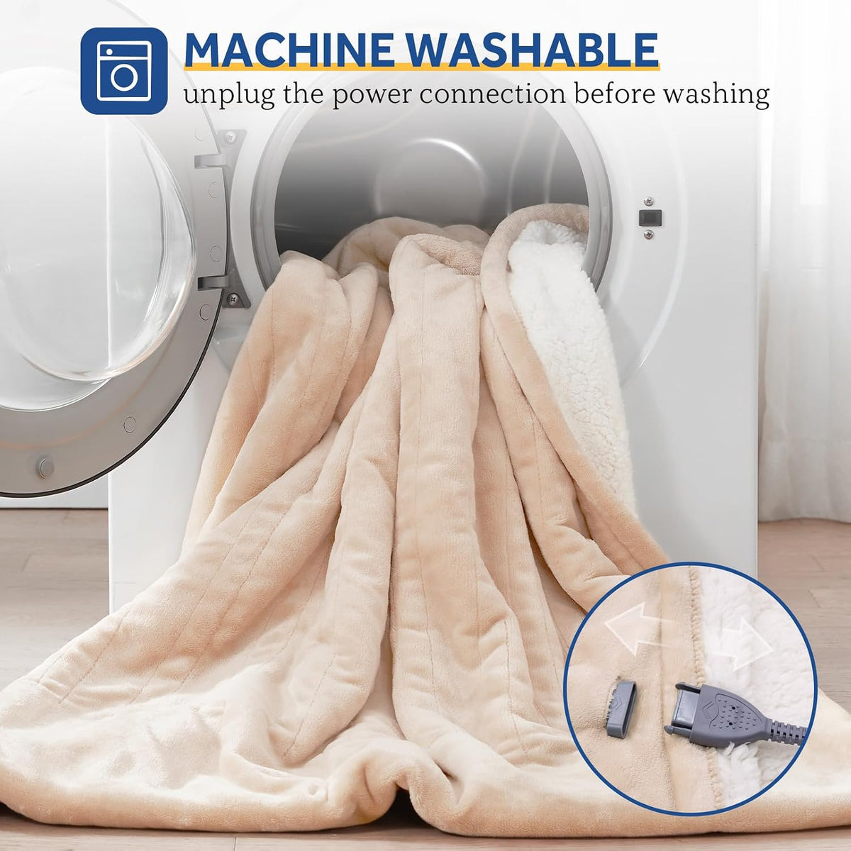 Sealy Electric Throw Blanket Heated Flannel & Sherpa Auto Shutoff 50"x60"