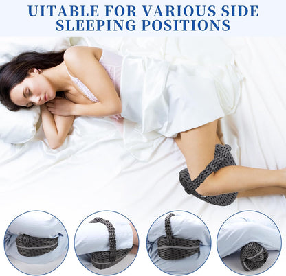 Knee Pillow for Side Sleepers - Sciatica, Hip & Back Pain Relief Pillow with Adjustable Strap, Memory Foam Leg Pillow for Side Sleeping, Spine Alignment Support for Pregnancy, Post-Surgery (Sky Blue)