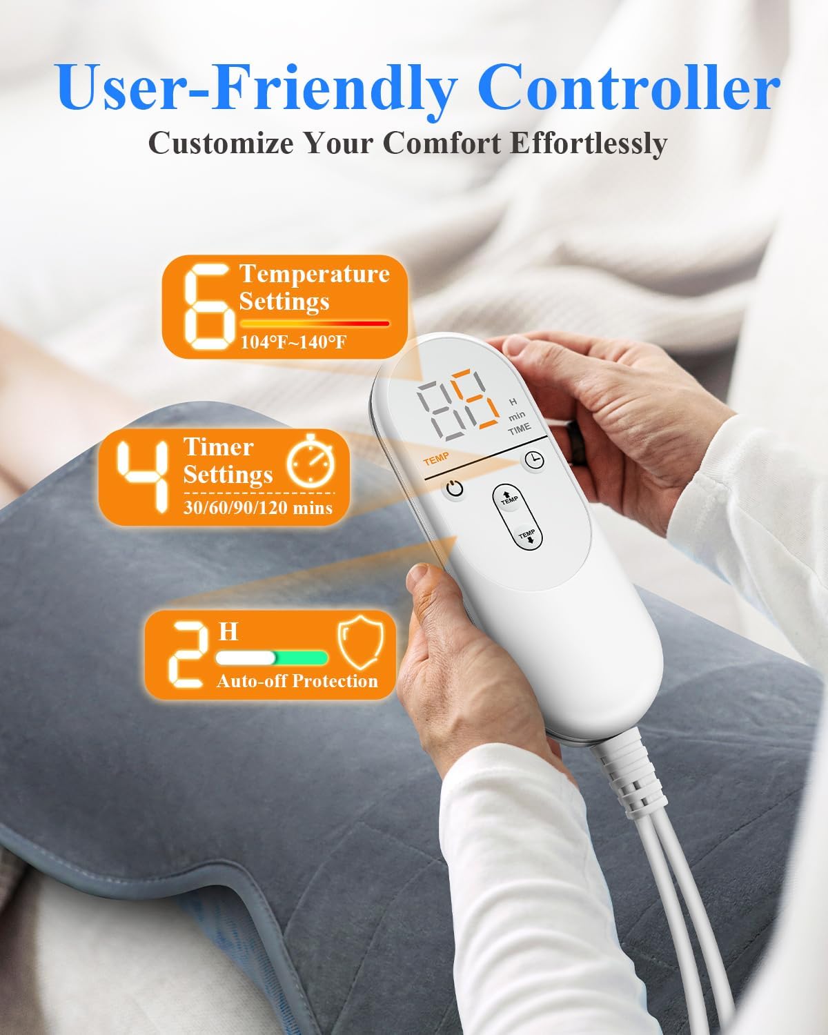 Heating Pad for Neck Shoulders and Back - 6 Heat Levels 4 Timers Auto-Off