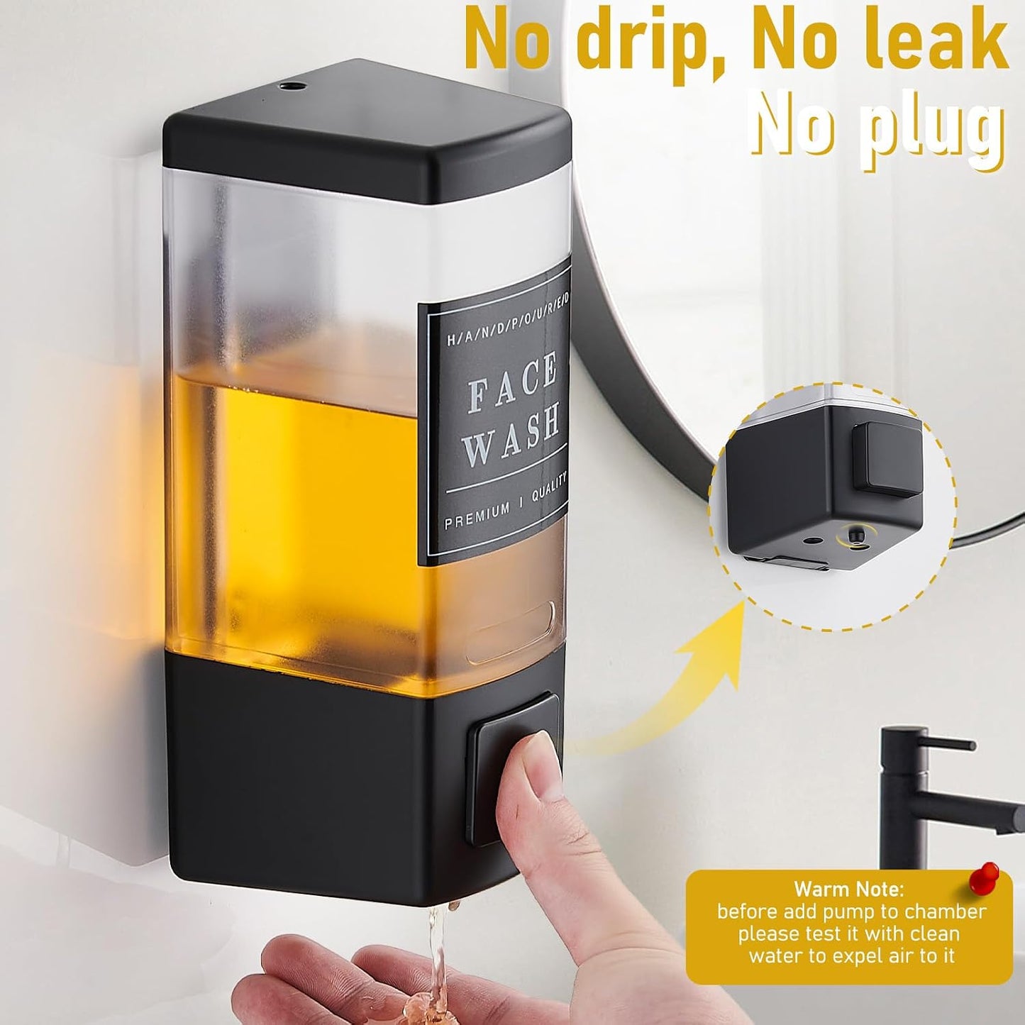 Pollock Shampoo and Conditioner Dispenser,Black 3 Chamber * 500ML | Shower Soap Dispenser Wall Mounted, Body Wash Dispenser No Drill,Refillable Shower Dispenser for Bathroom,Hotel,Public Place