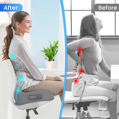 CushZone Ergonomic Seat Cushion, Sciatica Support for Office Chair, Black