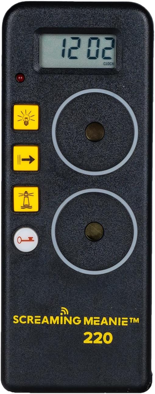 Screaming Meanie 220 Alarm Clock & Time for Deep Sleepers, Black | Extremely Loud Multi-Purpose Clock with three adjustable alarm volume levels (70, 90, and 120 dB), includes 9V battery.