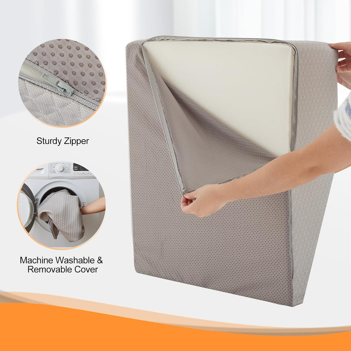 Ruqmuis Leg Elevation Pillow for After Surgery, 10inch Foam Leg Elevating Pillow for Swelling and Blood Circulation, Leg Wedge Pillow for Sleeping, Knee Pillow for Knee Hip Ankle Pain Relief, Velvet