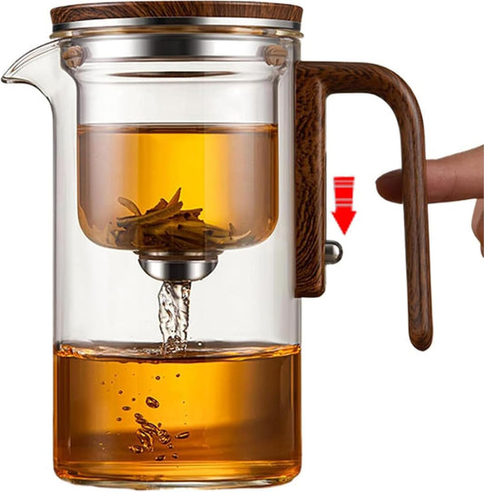 800ML/27OZ Witchcraft Magic Glass Teapot with Infuser Strainer and Lid for Loose Leaf Tea Herbal, Magnetic Water Separation Tea Maker Kettle Clear Tea Pot (Without Cups)