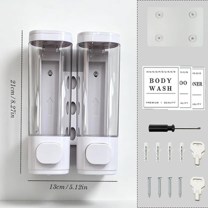 10oz/300ml Single Manual Wall Mounted Soap Dispenser, Black | Bathroom Shampoo and Conditioner Dispenser, Clear Plastic Refillable Liquid Lotion Pump Dispenser and Organizer