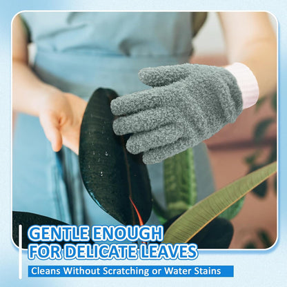 MIG4U Microfiber Dusting Gloves House Cleaning Glove for Blinds, Windows, Shutters, Furniture, and Car, Reusable Lint-Free Blue 1 Pair S/M
