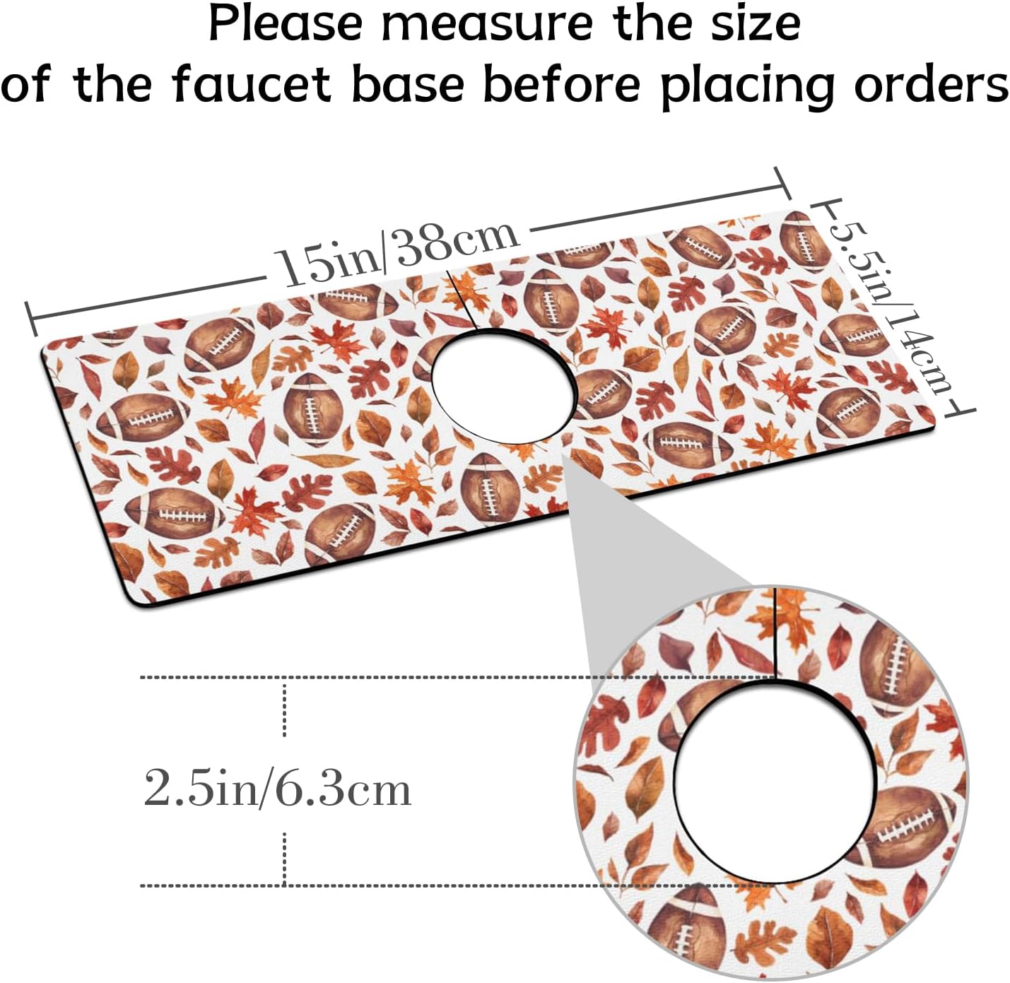 Light Brown White Checkered Kitchen Sink Splash Guard Faucet Mat,Faucet Non-Slip Absorbent Mat,Farmhouse Sink Splash Guard Behind Faucet for Kitchen Bathroom, 15"x5.5"