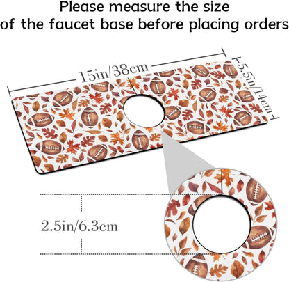 Light Brown White Checkered Kitchen Sink Splash Guard Faucet Mat,Faucet Non-Slip Absorbent Mat,Farmhouse Sink Splash Guard Behind Faucet for Kitchen Bathroom, 15"x5.5"