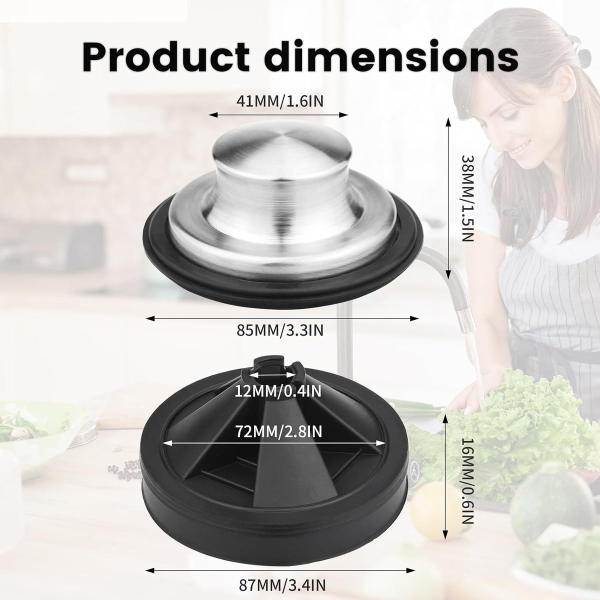 Garbage Disposal Splash Guard, 2 Pack Upgraded EPDM Rubber Drain Insert for InSinkErator Evolution Series 3 3/8" QCB-AM Sink Baffle Drain Cover Removable Quiet Collar EPDM Strainer Insert Parts